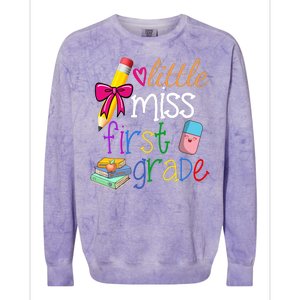 Little Miss First Grade Colorblast Crewneck Sweatshirt