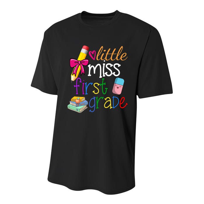 Little Miss First Grade Youth Performance Sprint T-Shirt