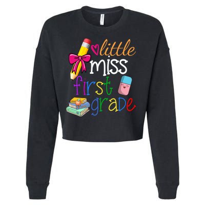 Little Miss First Grade Cropped Pullover Crew
