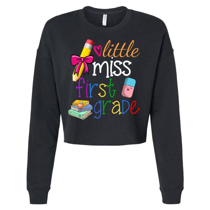 Little Miss First Grade Cropped Pullover Crew