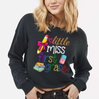 Little Miss First Grade Cropped Pullover Crew