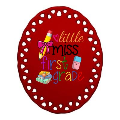 Little Miss First Grade Ceramic Oval Ornament