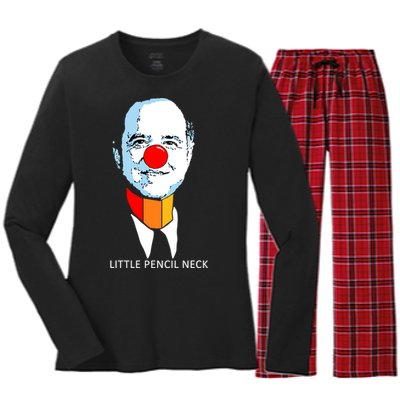 Little Pencil Neck Clown Pro Donald Trump Women's Long Sleeve Flannel Pajama Set 