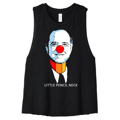 Little Pencil Neck Clown Pro Donald Trump Women's Racerback Cropped Tank