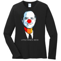 Little Pencil Neck Clown Pro Donald Trump Ladies Long Sleeve Shirt