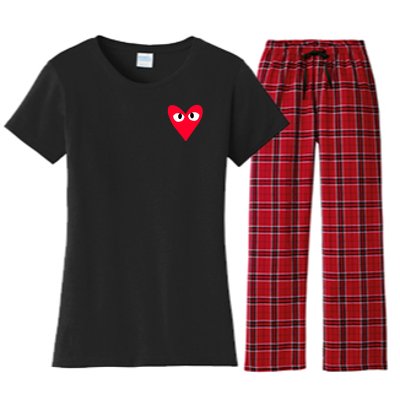 Little Pocket Heart Cute Women's Flannel Pajama Set