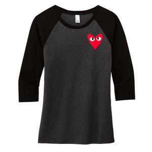 Little Pocket Heart Cute Women's Tri-Blend 3/4-Sleeve Raglan Shirt