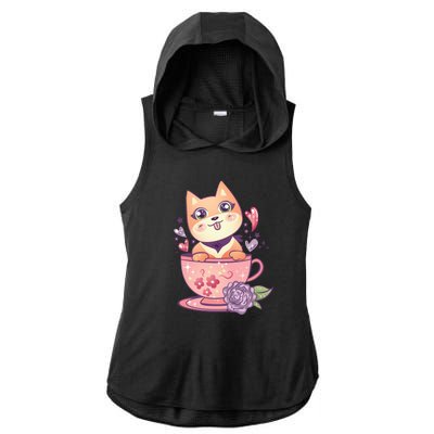 Little Teacup Dog Anime Ladies PosiCharge Tri-Blend Wicking Draft Hoodie Tank