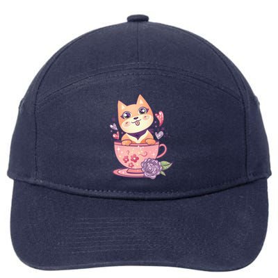 Little Teacup Dog Anime 7-Panel Snapback Hat