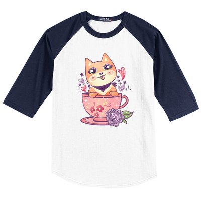 Little Teacup Dog Anime Baseball Sleeve Shirt