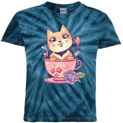 Little Teacup Dog Anime Kids Tie-Dye T-Shirt