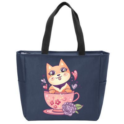 Little Teacup Dog Anime Zip Tote Bag