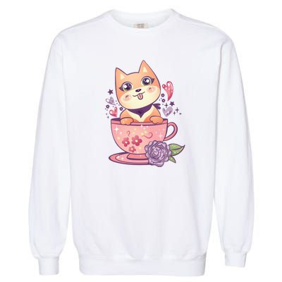 Little Teacup Dog Anime Garment-Dyed Sweatshirt