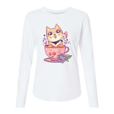 Little Teacup Dog Anime Womens Cotton Relaxed Long Sleeve T-Shirt