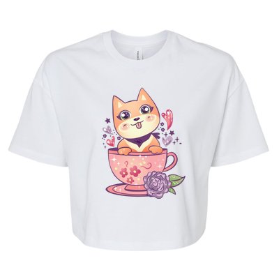 Little Teacup Dog Anime Bella+Canvas Jersey Crop Tee