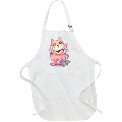 Little Teacup Dog Anime Full-Length Apron With Pockets