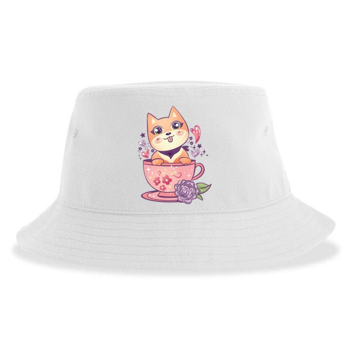 Little Teacup Dog Anime Sustainable Bucket Hat