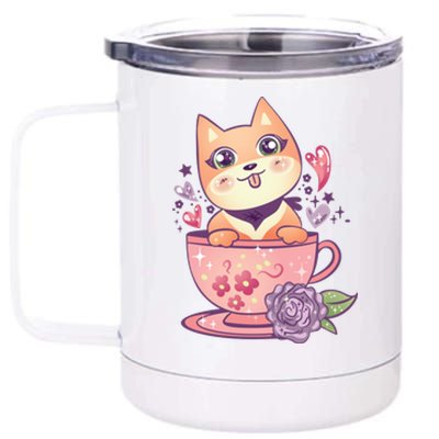 Little Teacup Dog Anime 12 oz Stainless Steel Tumbler Cup