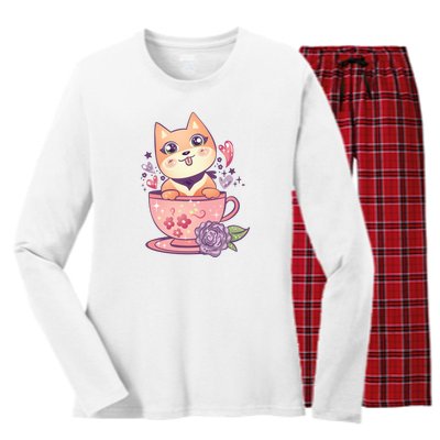 Little Teacup Dog Anime Women's Long Sleeve Flannel Pajama Set 