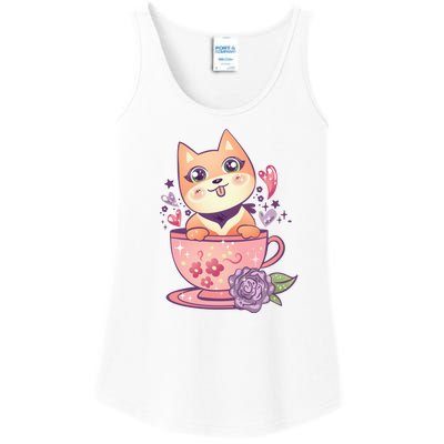 Little Teacup Dog Anime Ladies Essential Tank