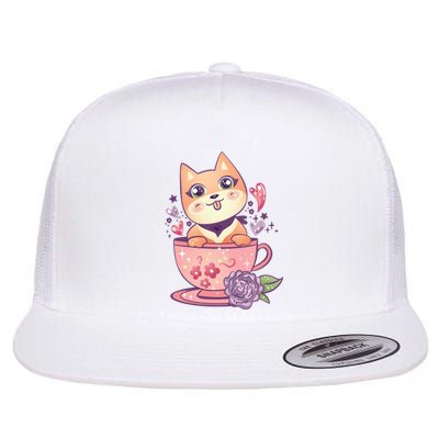 Little Teacup Dog Anime Flat Bill Trucker Hat