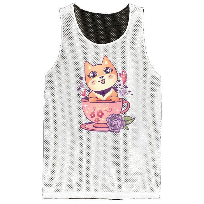 Little Teacup Dog Anime Mesh Reversible Basketball Jersey Tank