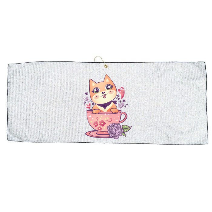 Little Teacup Dog Anime Large Microfiber Waffle Golf Towel