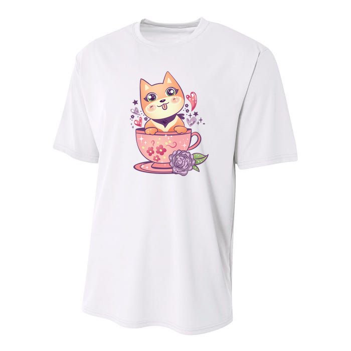 Little Teacup Dog Anime Youth Performance Sprint T-Shirt