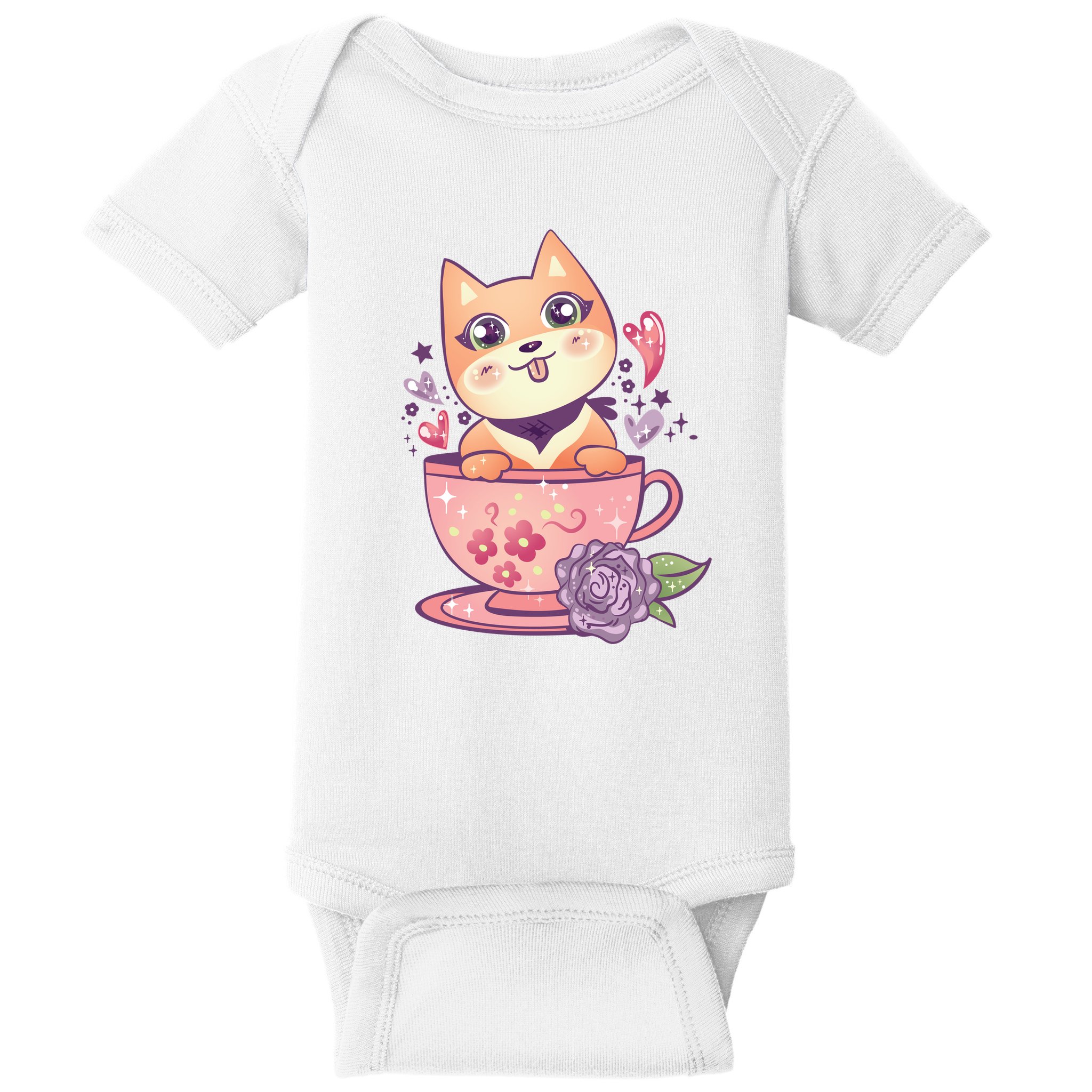 Little Teacup Dog Anime Baby Bodysuit