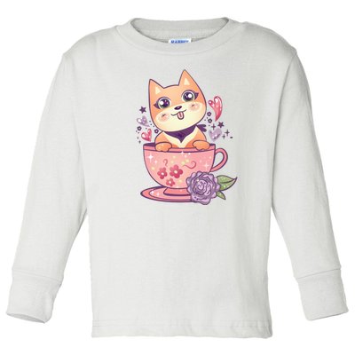 Little Teacup Dog Anime Toddler Long Sleeve Shirt