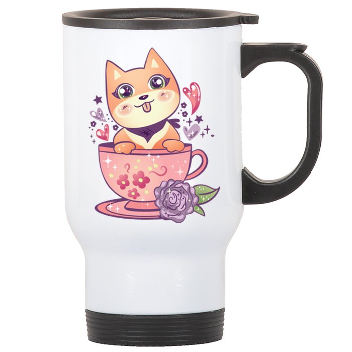 Little Teacup Dog Anime Stainless Steel Travel Mug