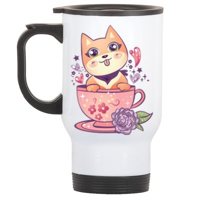 Little Teacup Dog Anime Stainless Steel Travel Mug