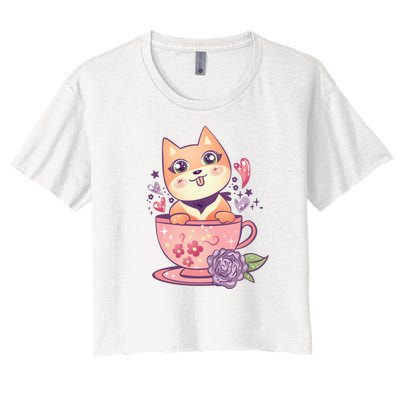 Little Teacup Dog Anime Women's Crop Top Tee