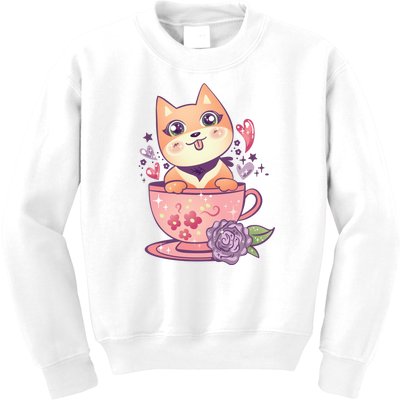 Little Teacup Dog Anime Kids Sweatshirt