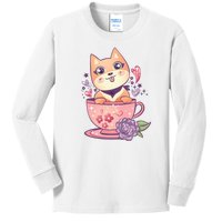 Little Teacup Dog Anime Kids Long Sleeve Shirt