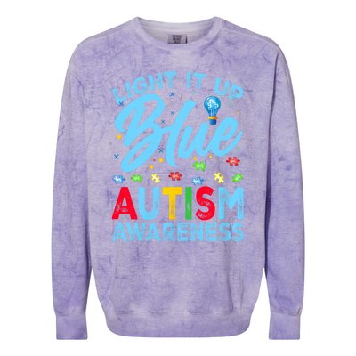 Light It Up Blue Autism Awareness Colorblast Crewneck Sweatshirt