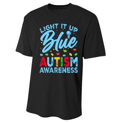 Light It Up Blue Autism Awareness Performance Sprint T-Shirt