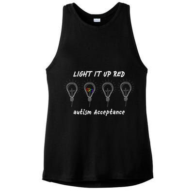 Light It Up Red Autism Acceptance Ladies PosiCharge Tri-Blend Wicking Tank