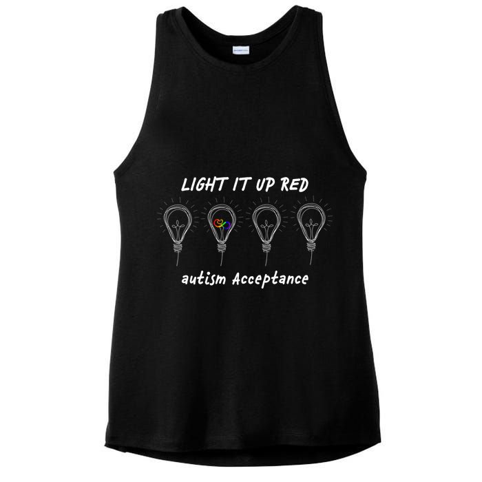 Light It Up Red Autism Acceptance Ladies PosiCharge Tri-Blend Wicking Tank