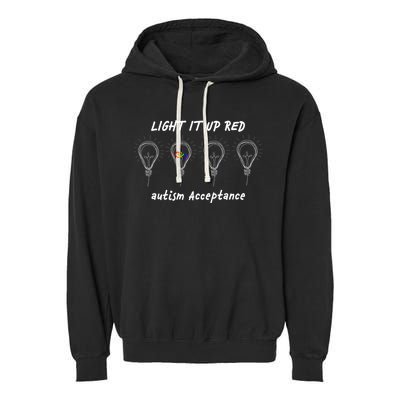 Light It Up Red Autism Acceptance Garment-Dyed Fleece Hoodie