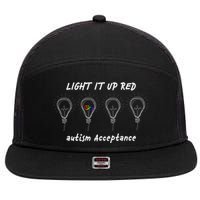 Light It Up Red Autism Acceptance 7 Panel Mesh Trucker Snapback Hat