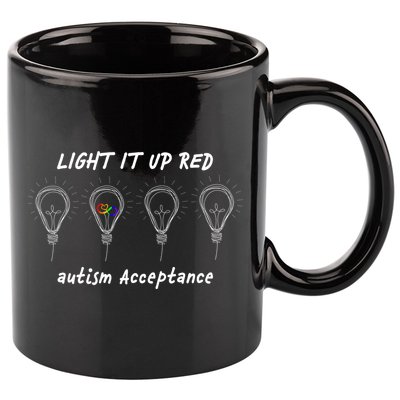 Light It Up Red Autism Acceptance 11oz C Handle Ceramic Mug