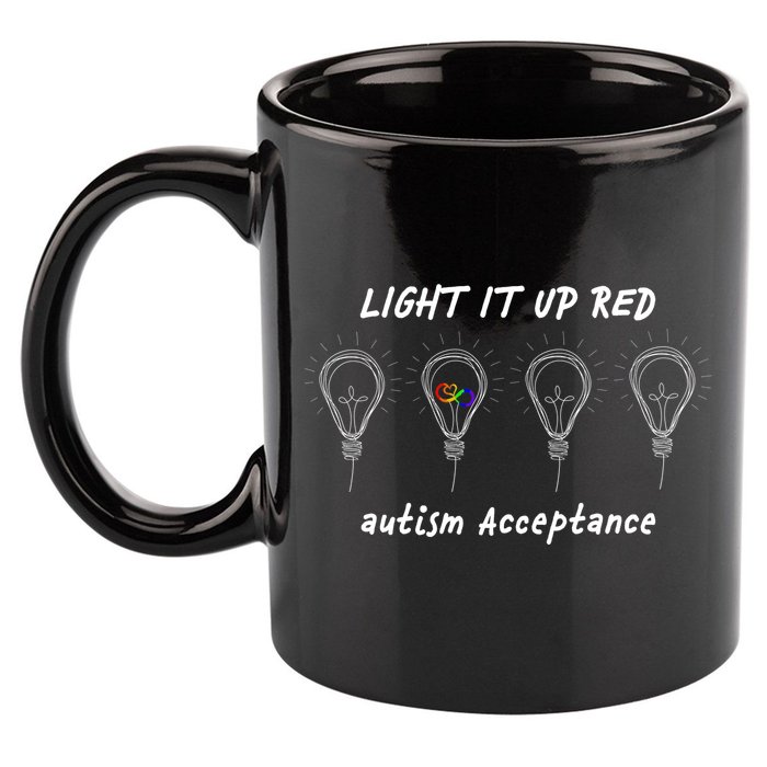 Light It Up Red Autism Acceptance 11oz C Handle Ceramic Mug