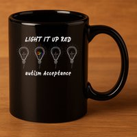Light It Up Red Autism Acceptance 11oz C Handle Ceramic Mug