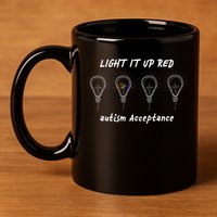 Light It Up Red Autism Acceptance 11oz C Handle Ceramic Mug