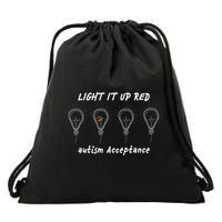 Light It Up Red Autism Acceptance Drawstring Bag