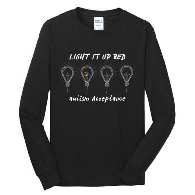 Light It Up Red Autism Acceptance Tall Long Sleeve T-Shirt