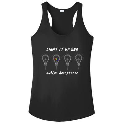 Light It Up Red Autism Acceptance Ladies PosiCharge Competitor Racerback Tank