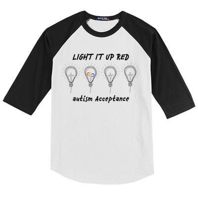 Light It Up Red Autism Acceptance Kids Colorblock Raglan Jersey