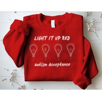 Light It Up Red Autism Acceptance Sweatshirt